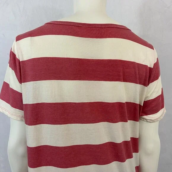 White Crow Women's T-Shirt Top Size L V-Neck Short Sleeve Striped New w/o Tags - Picture 5 of 8